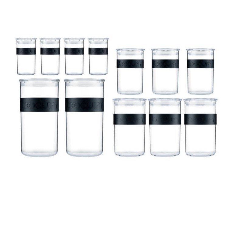 Storage jars - BODUM - PRESSO SET - 12 plastic jars with airtight lid