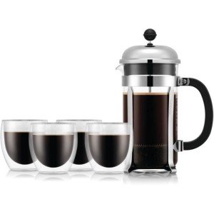 French-Press-Kaffeemaschine - BODUM - CHAMBORD SET - 8 Tassen 1,0 l...