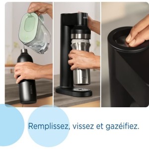 Bouteille isotherme BRITA - Compatible SodaTRIO - Capacité 1L - Acier Inoxydable - Noire