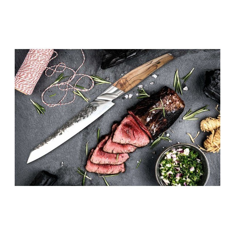 Couteau a viande - FORGED - KATAI - Acier VG10 - Manche en bois de racine - L 20,5 cm