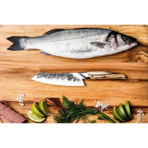 Santoku-Messer – Geschmiedet – Katai – VG10-Stahl – Griff aus Wurzelholz – Länge 18 cm