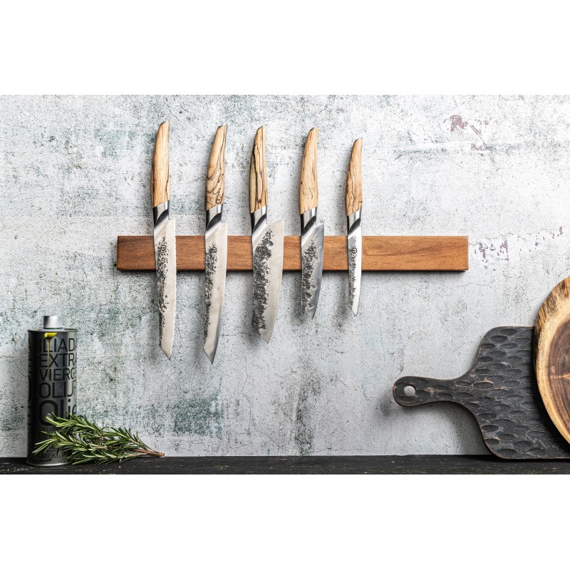 Santoku-Messer – Geschmiedet – Katai – VG10-Stahl – Griff aus Wurzelholz – Länge 14 cm