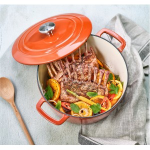 Cocotte avec couvercle - COSY & TRENDY - FONTESTIC - Fonte émaillée- Ø24 cm - 4,6 L - Tous feux dont induction - Rouille