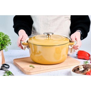 Cocotte avec couvercle - COSY & TRENDY - FONTESTIC - Fonte émaillée- Ø24 cm - 4,6 L - Tous feux dont induction - Ambre