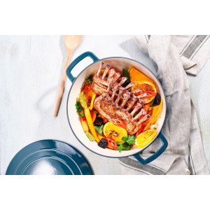 Cocotte avec couvercle - COSY & TRENDY - FONTESTIC - Fonte émaillée- Ø28 cm - 6,15 L - Tous feux dont induction - Bleu