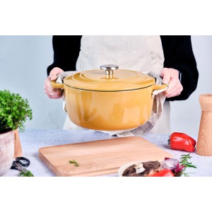 Kasserolle mit Deckel – GEMÜTLICH & TRENDIG – FONTESTIC – Emailliertes Gusseisen – Ø 28 cm – 6,15 l – Für alle He