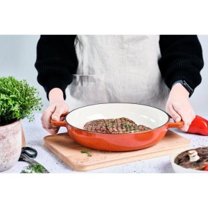 Poele a grill - COSY & TRENDY - FONTESTIC - Fonte émaillée - Ø28 cm - Tous feux dont induction - Rouille