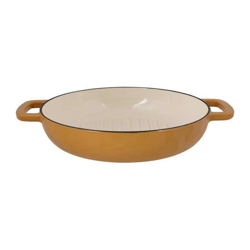 Poele a grill - COSY & TRENDY - FONTESTIC - Fonte émaillée - Ø28 cm - Tous feux dont induction - Ambre