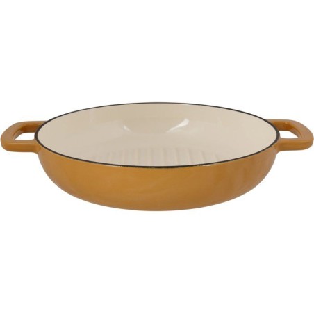 Poele a grill - COSY & TRENDY - FONTESTIC - Fonte émaillée - Ø28 cm - Tous feux dont induction - Ambre