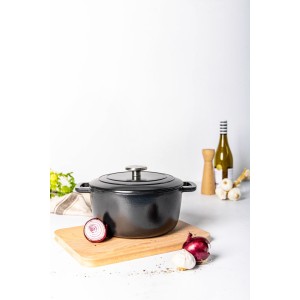 Cocotte avec couvercle - COSY & TRENDY - FONTESTIC - Fonte émaillée- Ø24 cm - 4,6 L - Tous feux dont induction - Noir