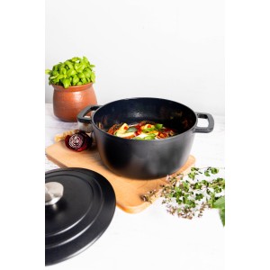 Cocotte avec couvercle - COSY & TRENDY - FONTESTIC - Fonte émaillée- Ø24 cm - 4,6 L - Tous feux dont induction - Noir