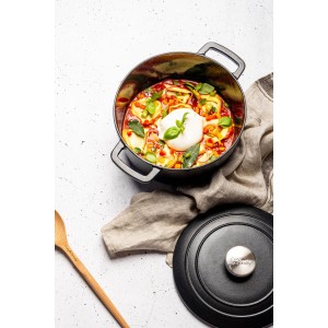 Cocotte avec couvercle - COSY & TRENDY - FONTESTIC - Fonte émaillée- Ø24 cm - 4,6 L - Tous feux dont induction - Noir