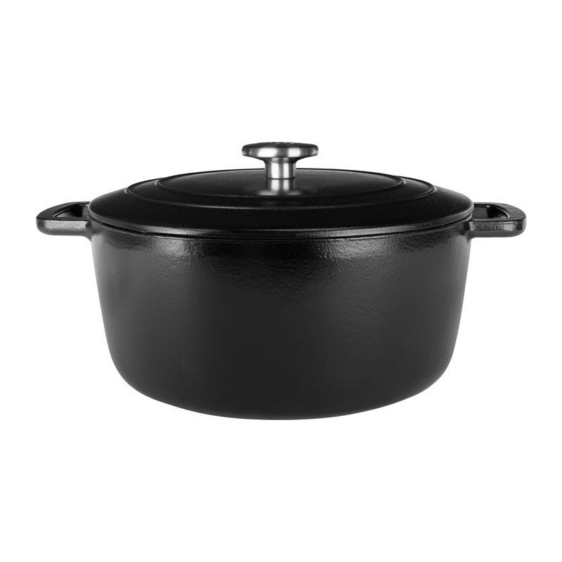 Cocotte avec couvercle - COSY & TRENDY - FONTESTIC - Fonte émaillée- Ø28 cm - 6,15 L - Tous feux dont induction - Noir