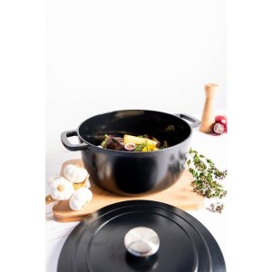 Cocotte avec couvercle - COSY & TRENDY - FONTESTIC - Fonte émaillée- Ø28 cm - 6,15 L - Tous feux dont induction - Noir