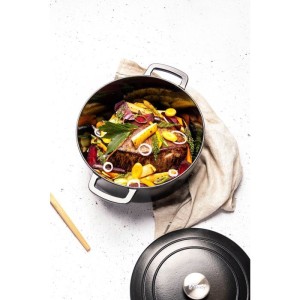 Cocotte avec couvercle - COSY & TRENDY - FONTESTIC - Fonte émaillée- Ø28 cm - 6,15 L - Tous feux dont induction - Noir