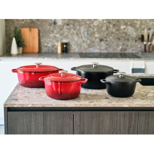Cocotte avec couvercle - COSY & TRENDY - FONTESTIC - Fonte émaillée- Ø24 cm - 4,6 L - Tous feux dont induction - Rouge