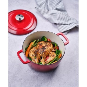 Cocotte avec couvercle - COSY & TRENDY - FONTESTIC - Fonte émaillée- Ø24 cm - 4,6 L - Tous feux dont induction - Rouge