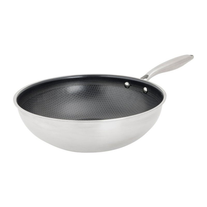 Wok - COSY & TRENDY - HEXAPRO - Acier inoxydable - Ø24 cm - Anti-adhésive - Tous feux dont induction