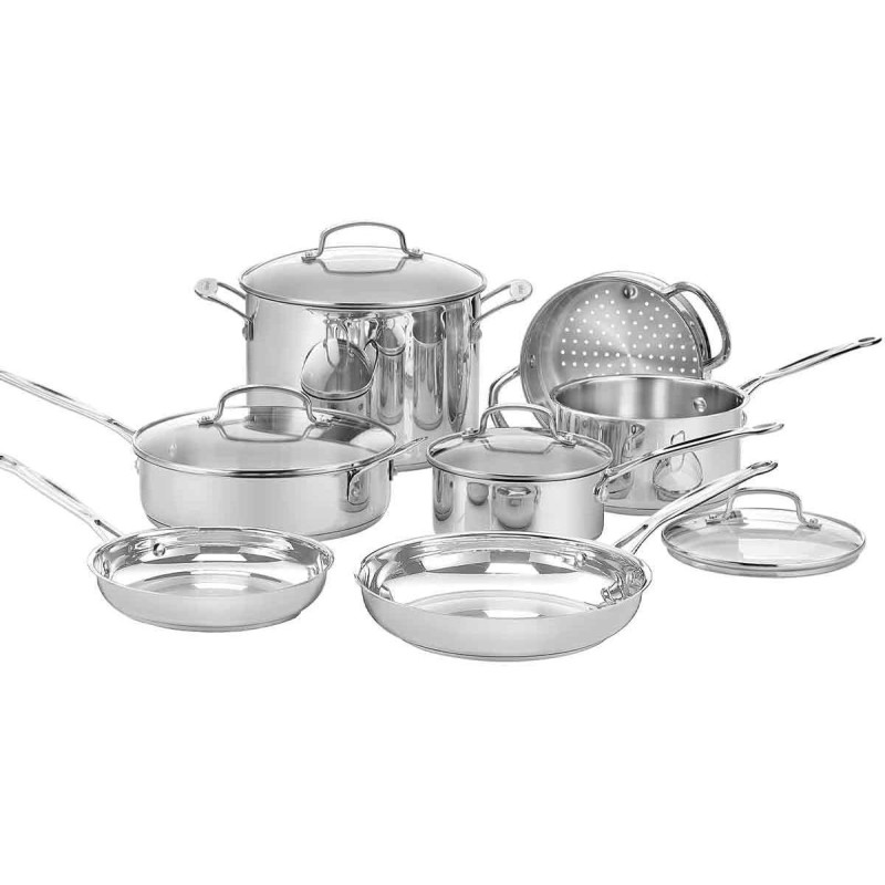 Batterie de cuisine - Tous feux dont induction - CUISINART - 77-11G - Acier inoxydable - 11 pieces