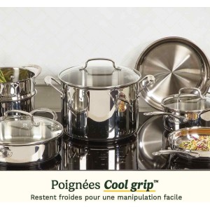 Batterie de cuisine - Tous feux dont induction - CUISINART - 77-11G - Acier inoxydable - 11 pieces