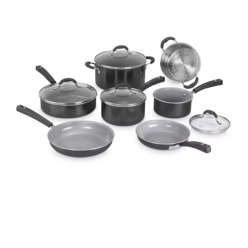 Batterie de cuisine - Tous feux dont induction - CUISINART - 54C11BKEU - Céramique - Antiadhésif - 11 pieces