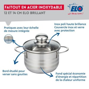 Lot de 2 faitouts - FACKELMANN - Elo Brillant - Acier inoxydable - Sans PFAS - 12 et 14 cm