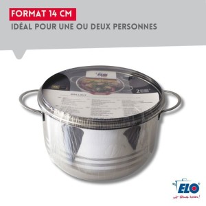 Lot de 2 faitouts - FACKELMANN - Elo Brillant - Acier inoxydable - Sans PFAS - 12 et 14 cm