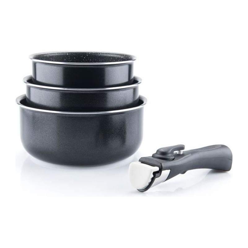 ARTHUR MARTIN AM120B Set de 3 casseroles 16-18-20 cm + 1 poignée - Tous feux dont induction