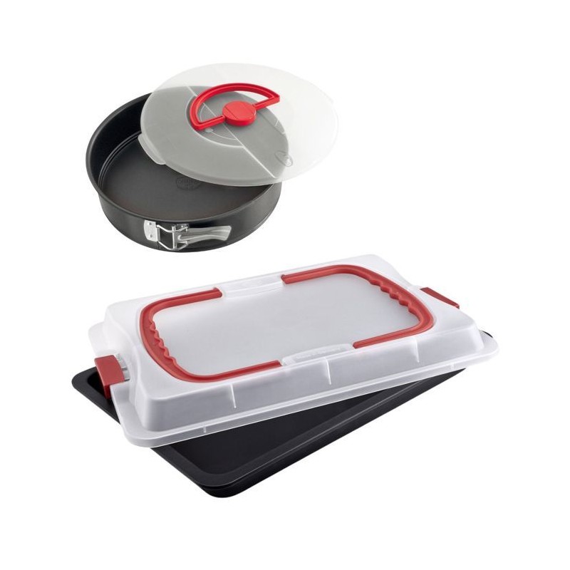 Plaque de cuisson avec couvercle et moule a manqué - DR oeTKER - Bake and Go - 42 x 29 cm