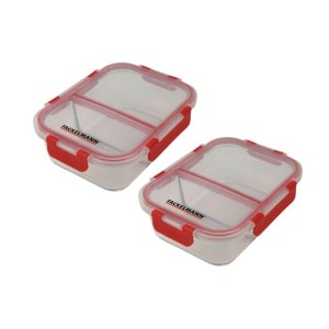 2er-Set Lunchboxen aus Glas - FACKELMANN - Move - Zwei Fächer - 100...