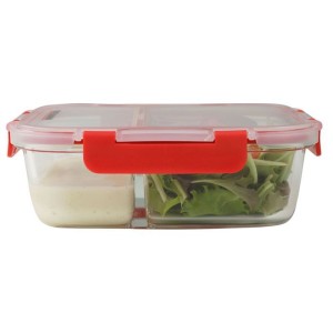 Lot de 2 boîtes a repas en verre - FACKELMANN - Move - Deux compartiments - 1000 ml