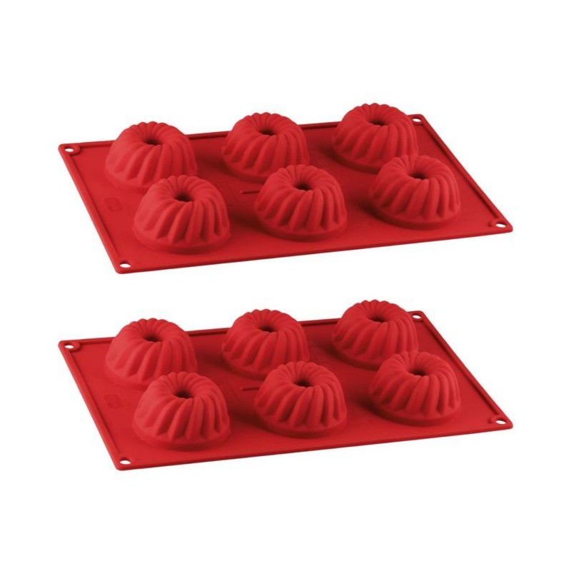 Lot de 2 moules a kougelhofs 6 empreintes - DR oeTKER - Flexxibel Love - 30 x 18 cm