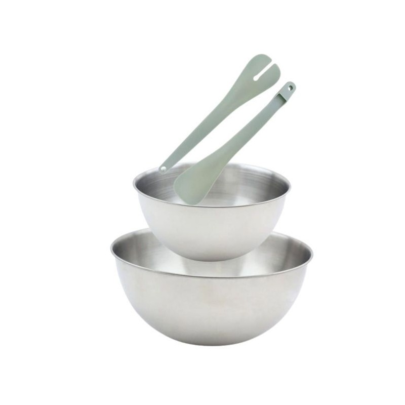 Set de 2 Saladiers et couverts a salade - FACKELMANN - 20,5 et 25 cm