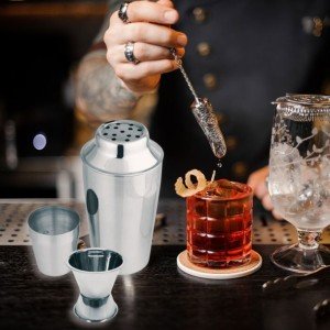 400 ml Edelstahl-Cocktailshaker-Set und 2 und 4 cl Alkoholspender -...