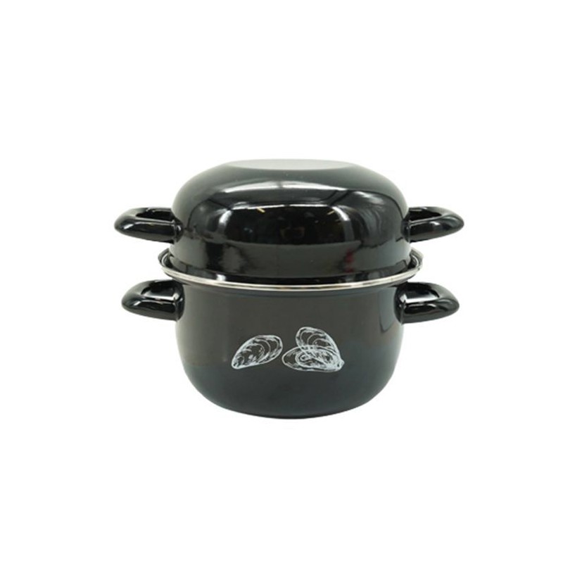 Marmite a moules émaillée - Tous feux dont induction - FACKELMANN - 20,5 x 26 x 17,5 cm - Noir