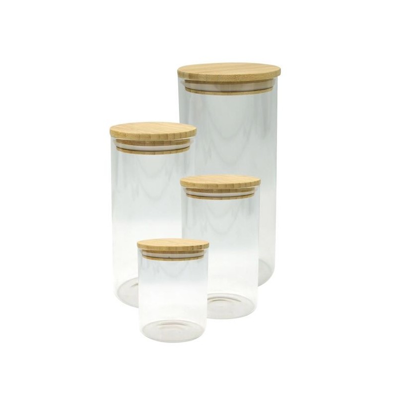 4er Set Vorratsdosen aus Glas - FACKELMANN - Natur - Bambusdeckel |...