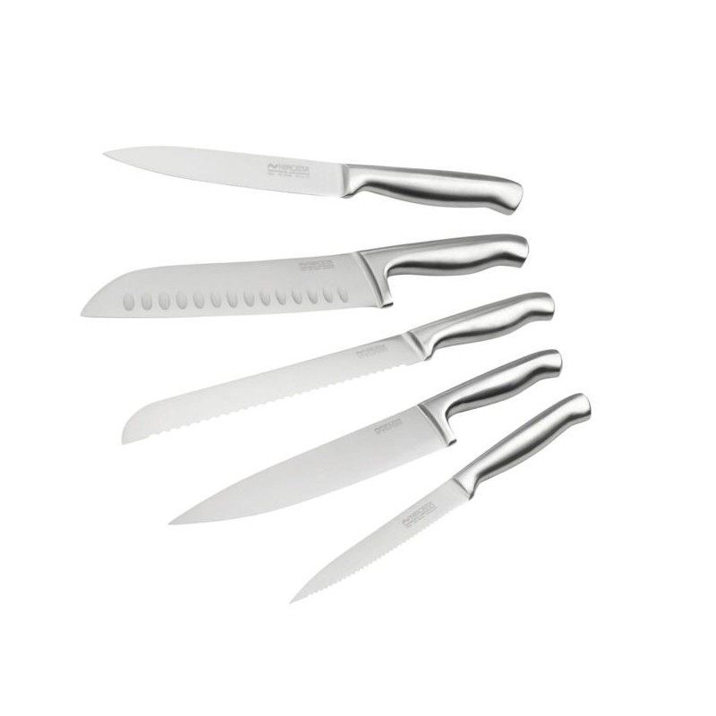 Ensemble de 5 couteaux de cuisine professionnels - NIROSTA - Inox - 24 a 33,5 cm