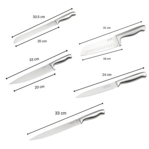 5er Set Profi-Küchenmesser - NIROSTA - Edelstahl - 24 bis 33,5 cm