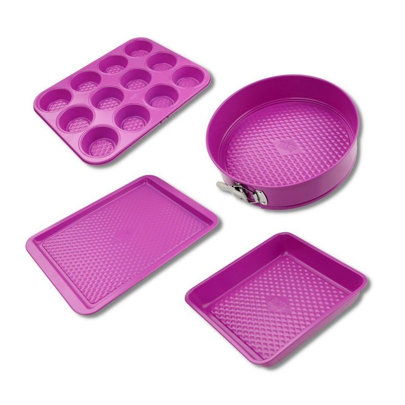 Ensemble de 4 moules - FACKELMANN - Tasty Pâtisserie - 23 a 38 cm - Fuchsia