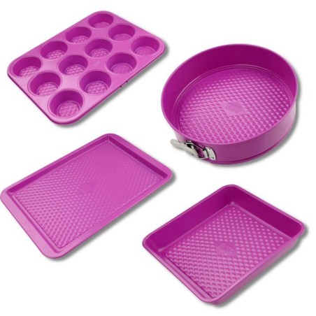 4er-Set Formen - FACKELMANN - Leckere Pâtisserie - 23 bis 38 cm - Fuchsie