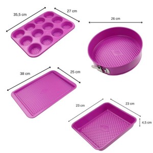 4er-Set Formen - FACKELMANN - Leckere Pâtisserie - 23 bis 38 cm - Fuchsie