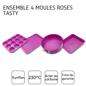 4er-Set Formen - FACKELMANN - Leckere Pâtisserie - 23 bis 38 cm - Fuchsie
