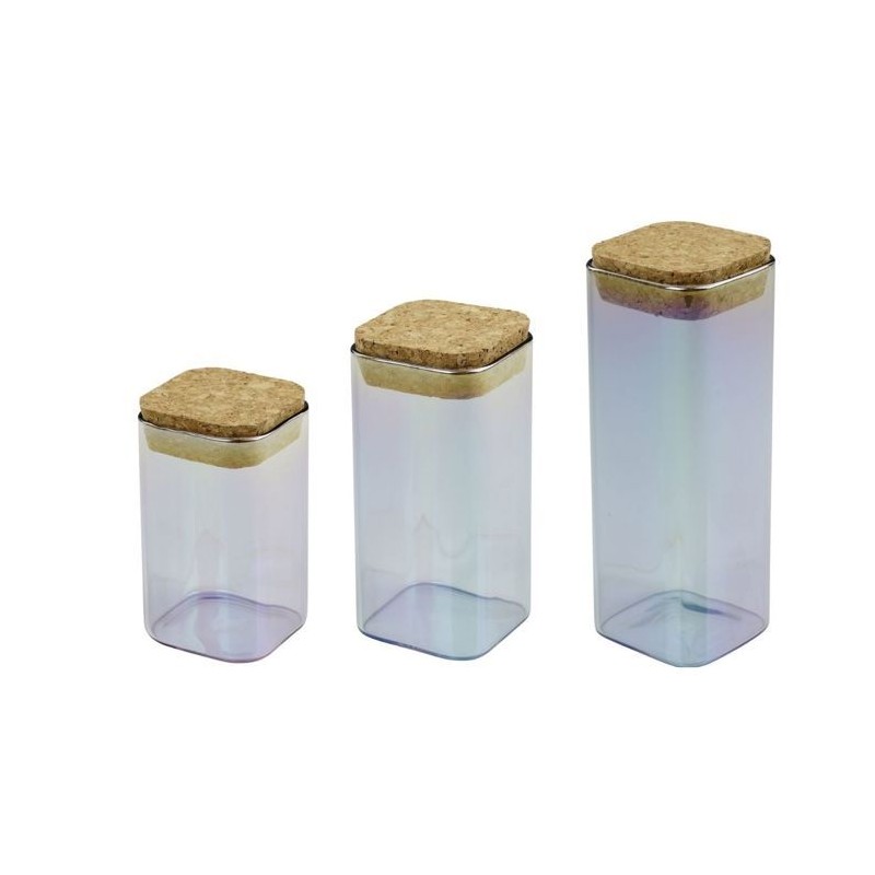 Set de 3 boîtes de conservation en verre avec couvercle - FACKELMANN - Tasty Green - 280, 330 et 450 ml