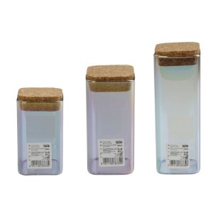 Set de 3 boîtes de conservation en verre avec couvercle - FACKELMANN - Tasty Green - 280, 330 et 450 ml