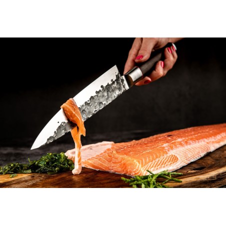 Kochmesser – GESCHMIEDET – SEBRA – Japanischer 440C-Stahl – Griff aus Dalbergia-Holz – L 20,5 cm