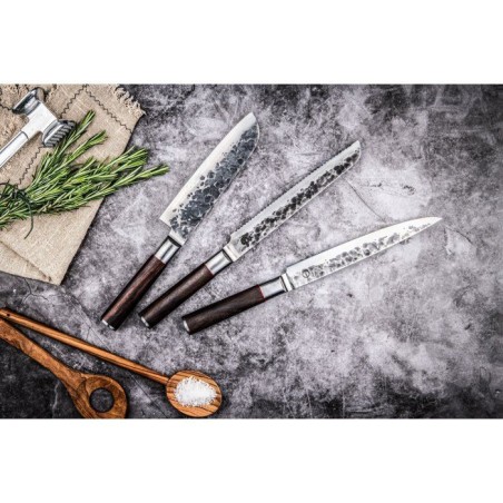 Brotmesser – GESCHMIEDET – SEBRA – Japanischer 440C-Stahl – Griff aus Dalbergia-Holz – L 20,5 cm