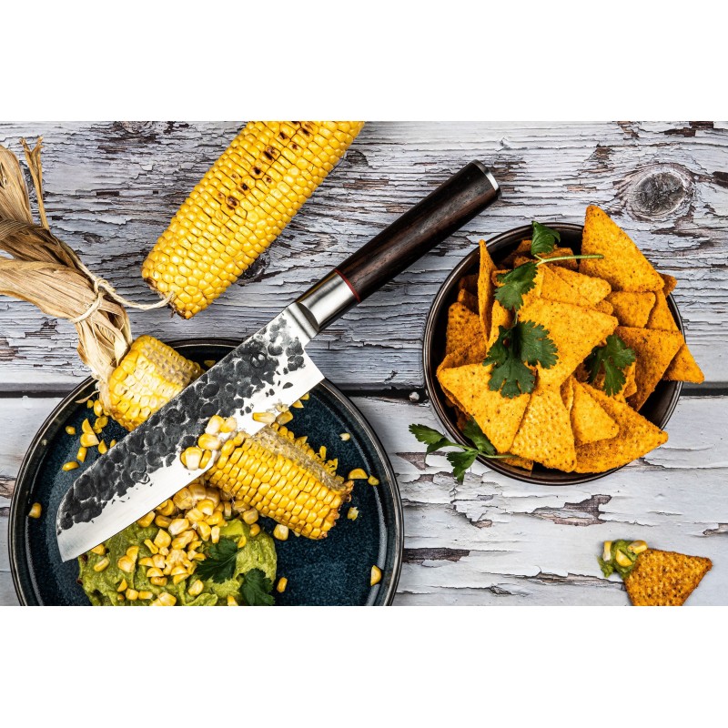 Couteau Santoku - FORGED - SEBRA - Acier japonais 440C - Manche en bois Dalbergia - L 18 cm