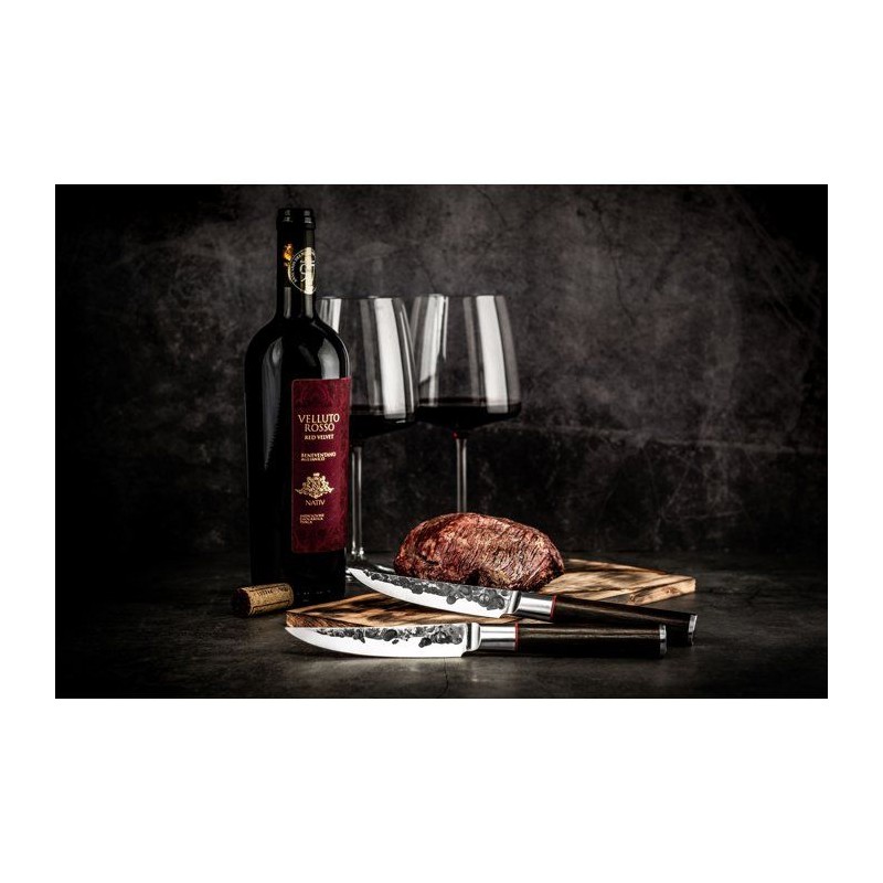 4-teiliges Steakmesser-Set – GESCHMIEDET – SEBRA – Japanischer 440C-Stahl – Griff aus Dalbergia-Holz