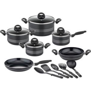 Kochtopfset - Induktion - GSW - MILANO NERO - 15-teilig - Massives ...