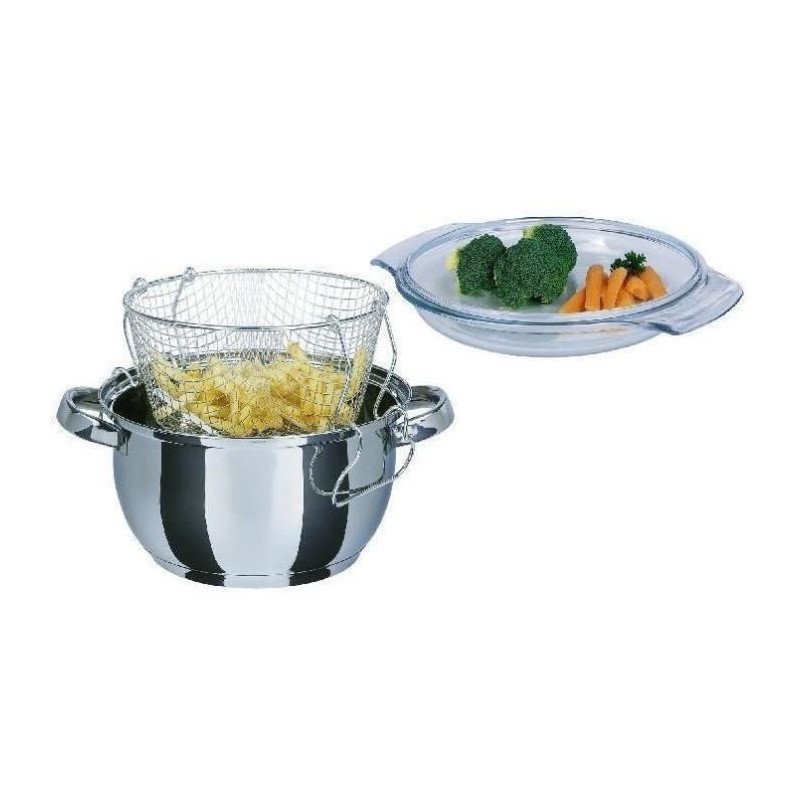 Friteuse - GSW - 488204 - Induction - 22 cm - Couvercle en verre - Acier inoxydable